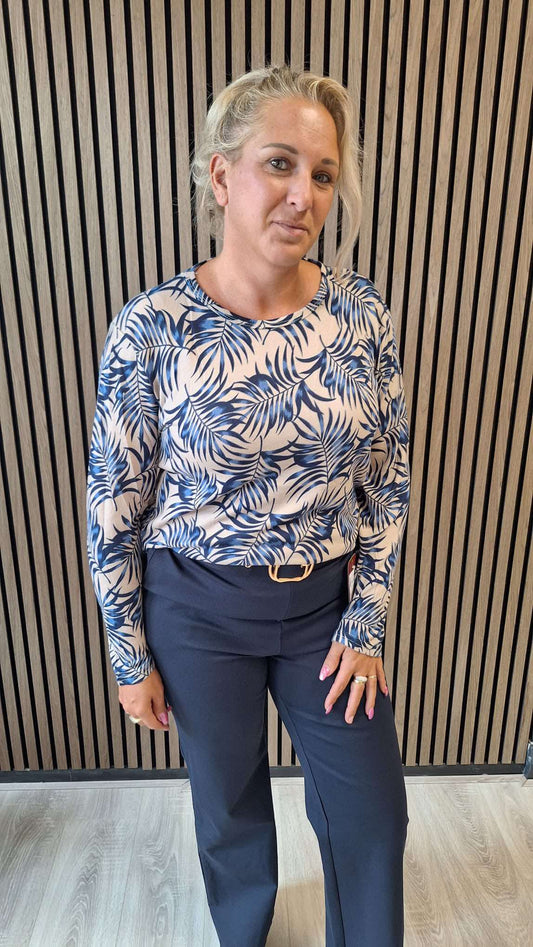 Tess top met print blaadjes