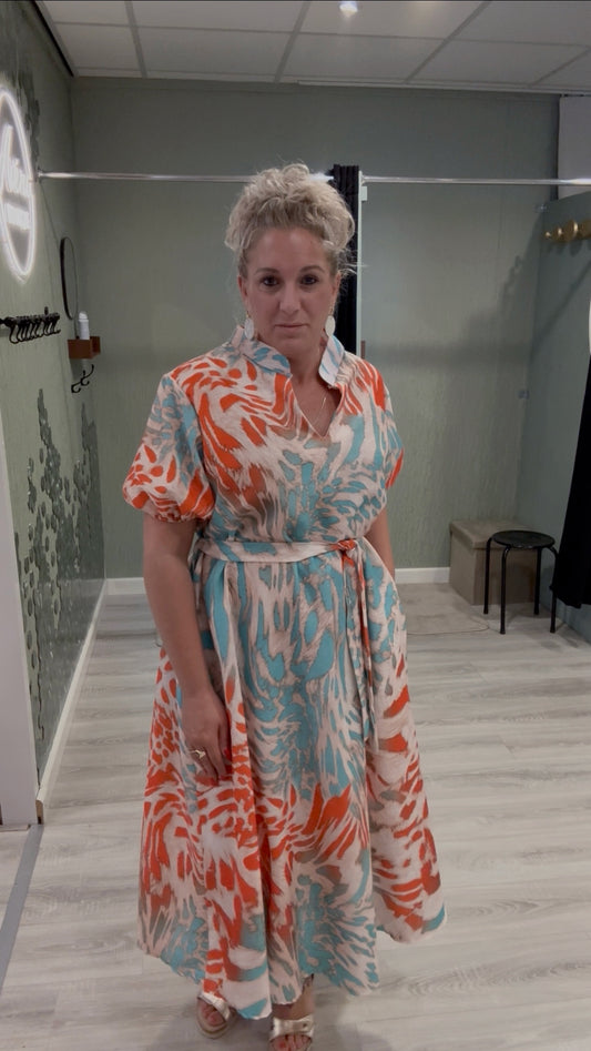 Jurk print oranje