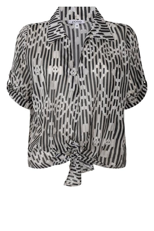 Zoso blouse Isa print zwart katoen