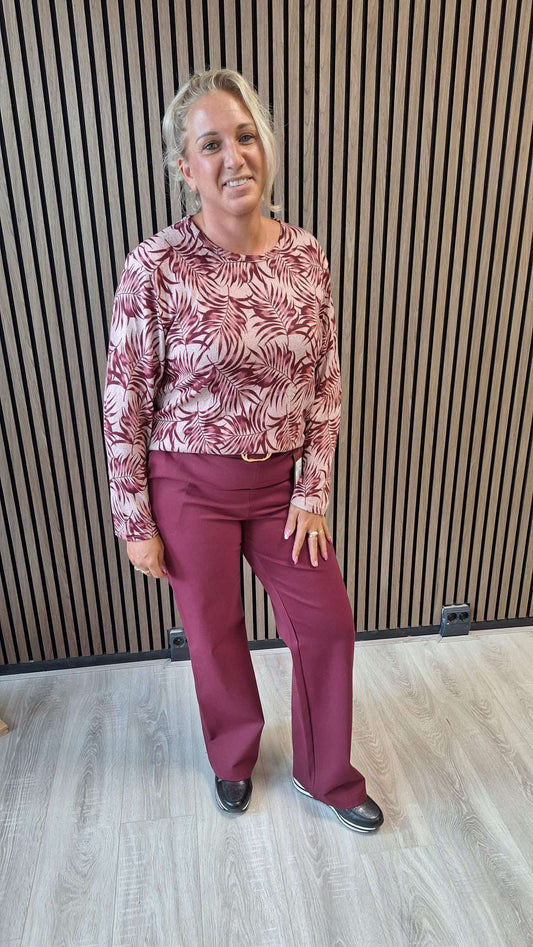 Tess top met print blaadjes